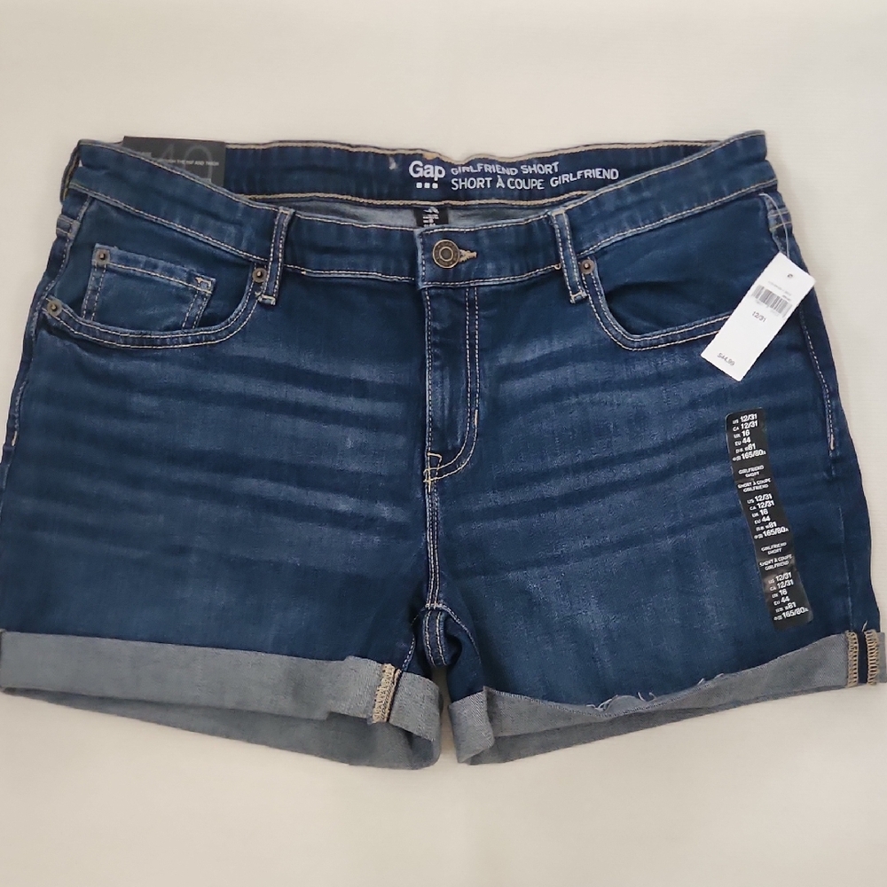 NWT Gap Girlfriend Short Women's Blue Jeans Denim Size 12 18